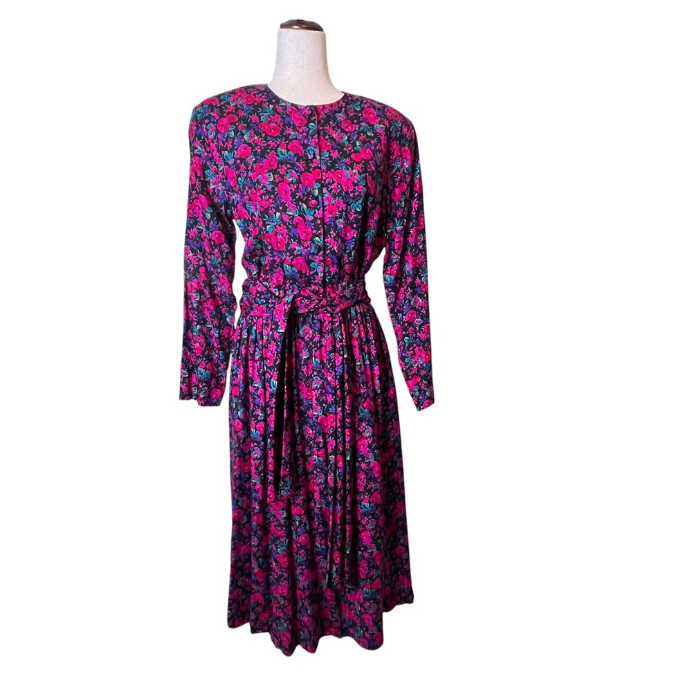 Tanner Hawaiian Aloha Dress 12 VTG Floral Midi Hibiscus 80s Whimsigoth Cottage